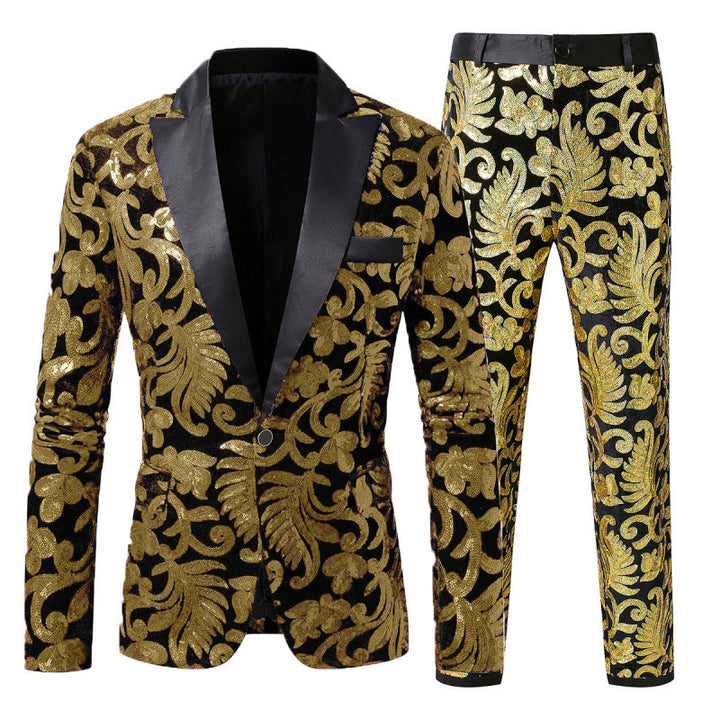 Men's Elegant sequin tuxedo set with floral pattern Lune London