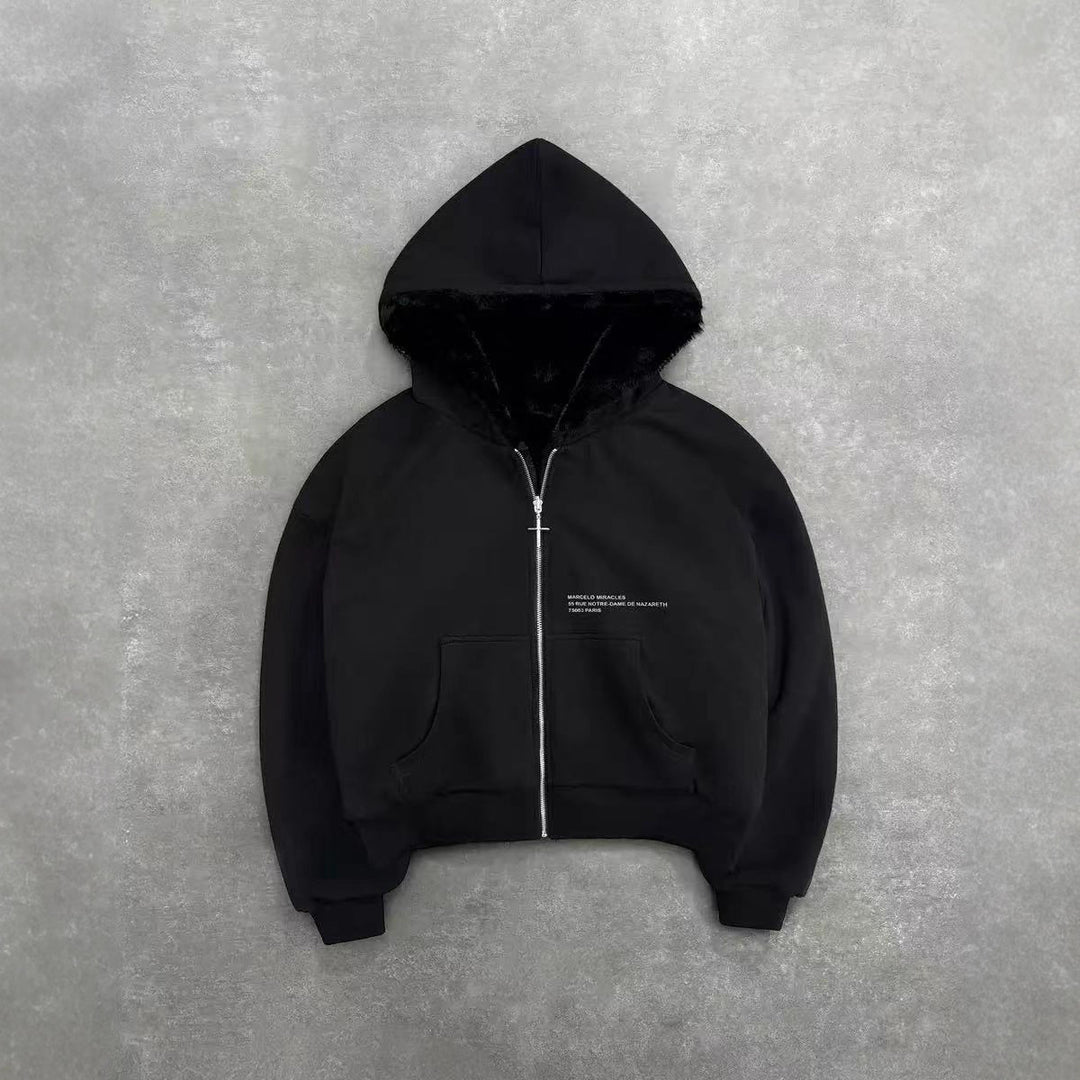 Urban women's hooded jacket in lightweight fleece with kangaroo pocket Lune London