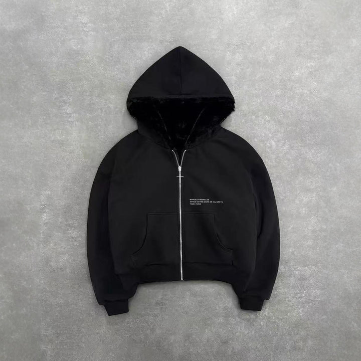 Urban women's hooded jacket in lightweight fleece with kangaroo pocket Lune London