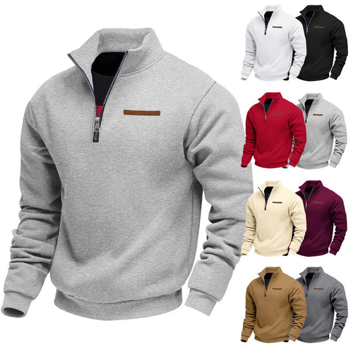 Men's High-Quality Fleece Pullover with Half Zip Lune London
