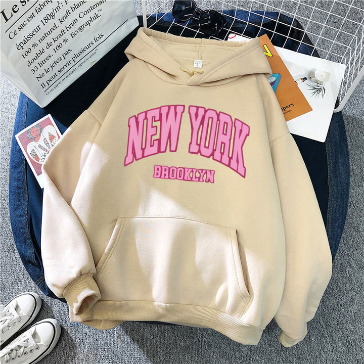 Women's hoodie with trendy New York Brooklyn print Chic & Stil
