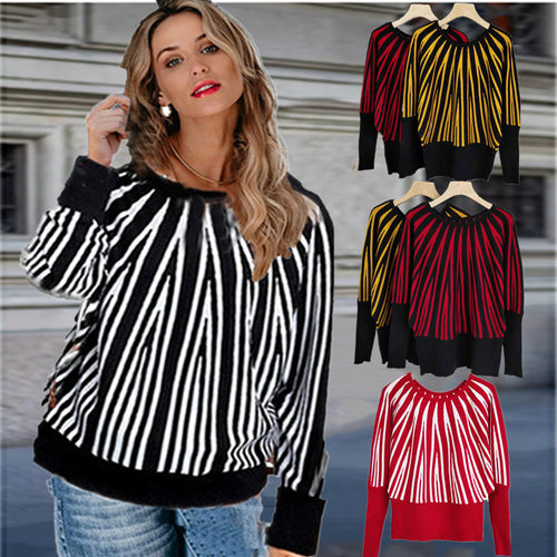 Women's sweater with a modern striped pattern and a relaxed fit Amarae