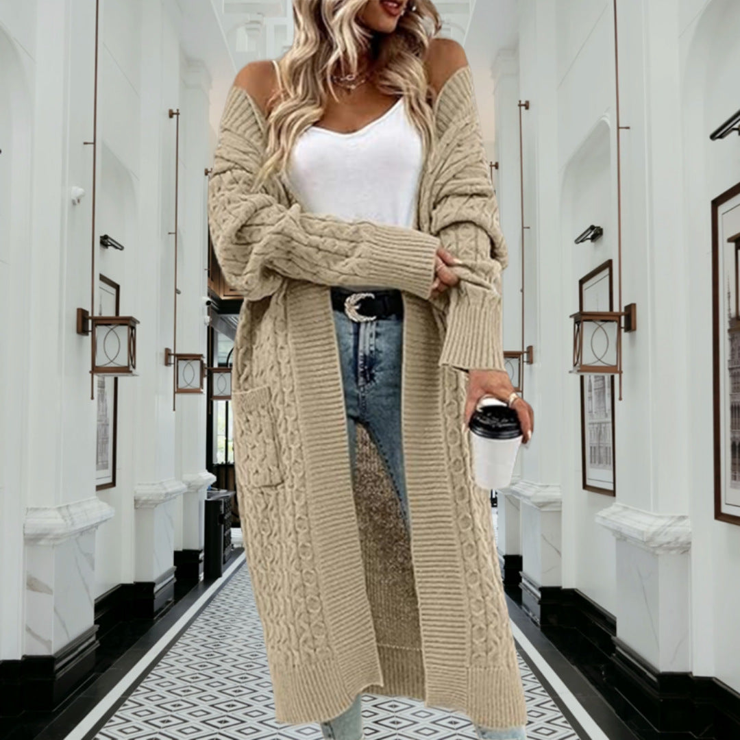 Ladies' chunky knit cardigan with open design and practical pockets Lune Londonl