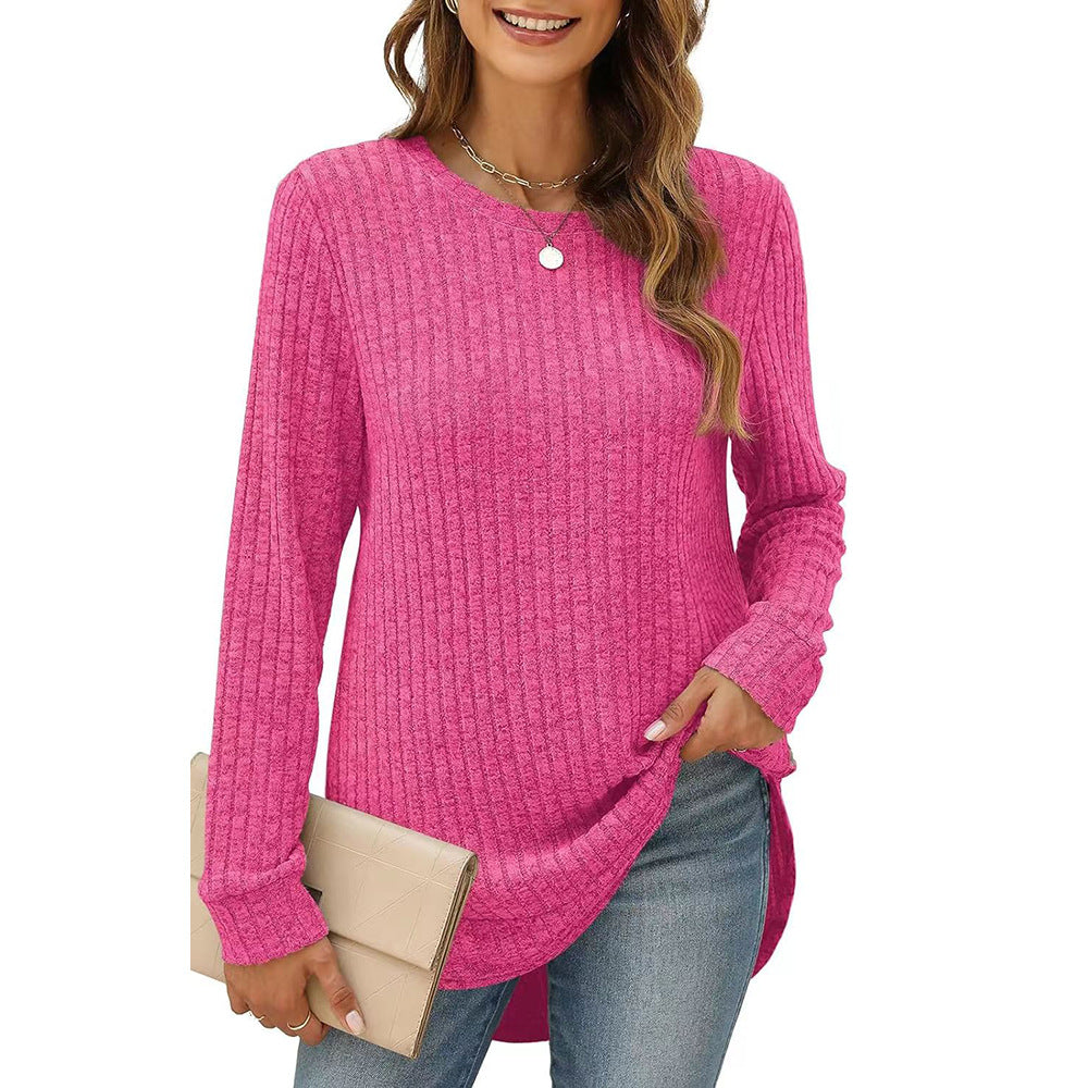 Amarae Women's Casual Long Sleeve Structured Knit T-Shirt