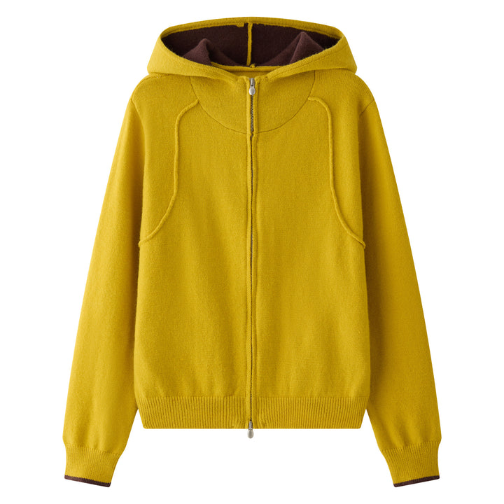 Women's hooded zip cardigan made of fine knit with ribbed hem Amarae