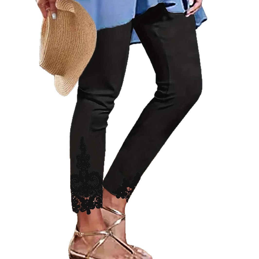 Leggings for women with lace hem and elastic waist Lune London