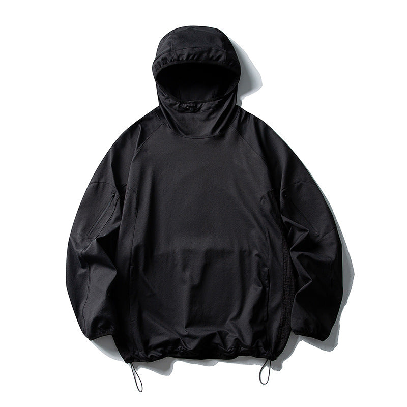 Unisex Lightweight Technical Hooded Anorak with Raglan Sleeves, Arm Pockets and Drawstring Amarae