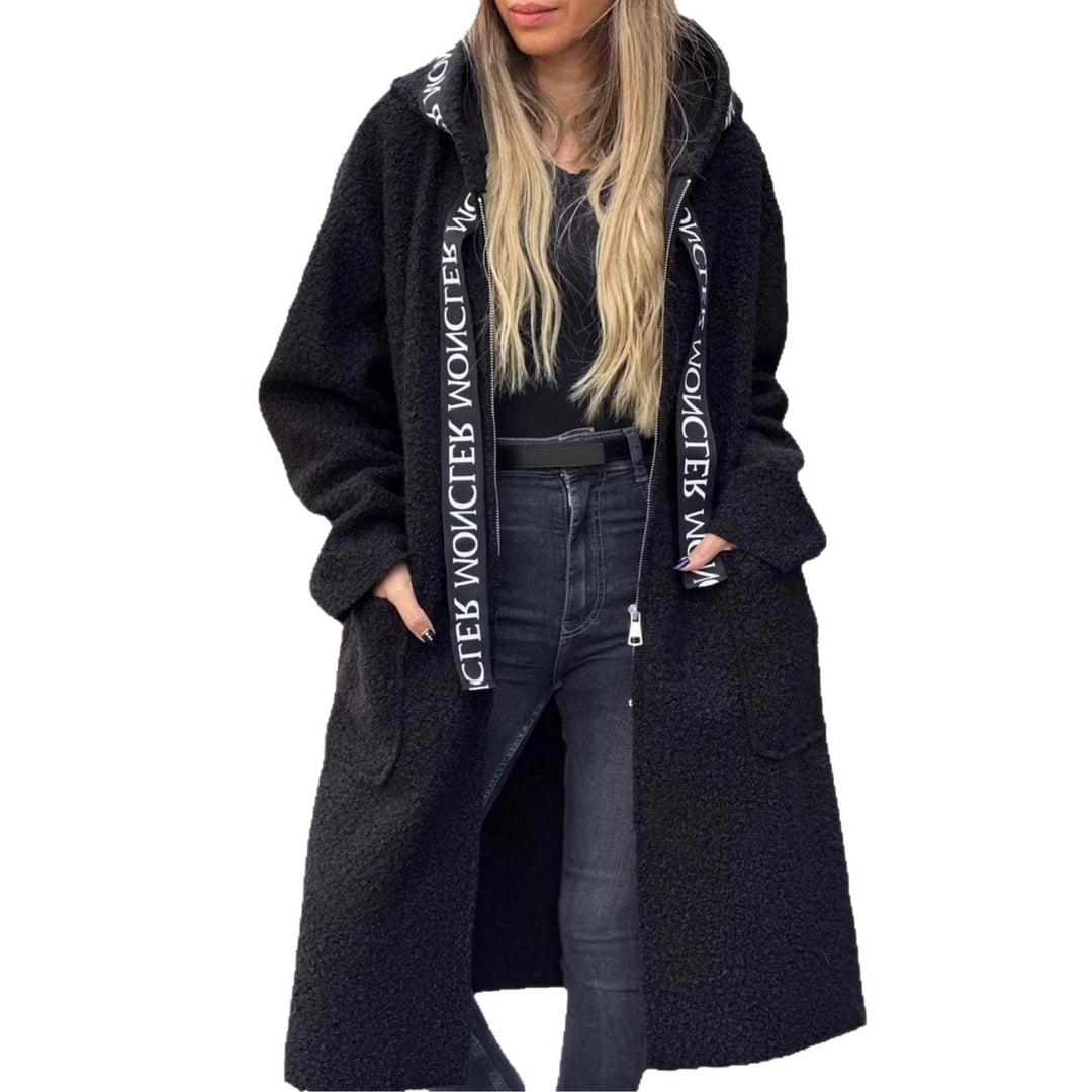 Ladies Long Cozy Jacket with Hood and Practical Pockets Lune London