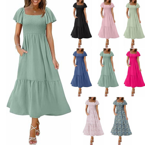 Maxi dress for women with thin straps and voluminous ruffles Amarae