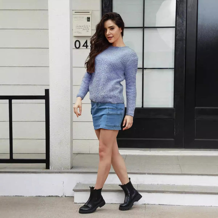 Soft knit sweater for women with relaxed fit and textured material Lune London