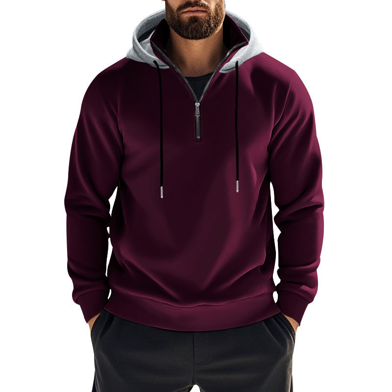 Men's modern hoodie with half zipper and kangaroo pocket Lune London