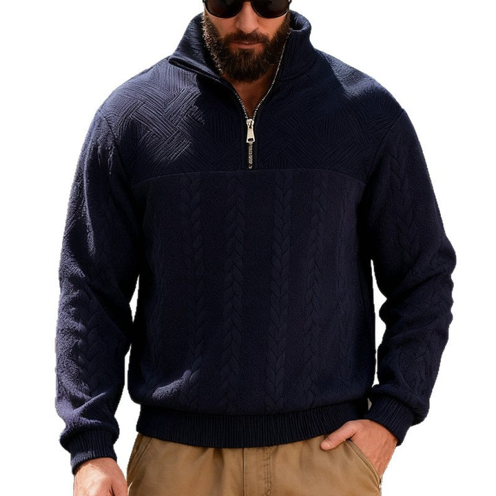 Fleece sweater for men with high collar and zipper Lune London