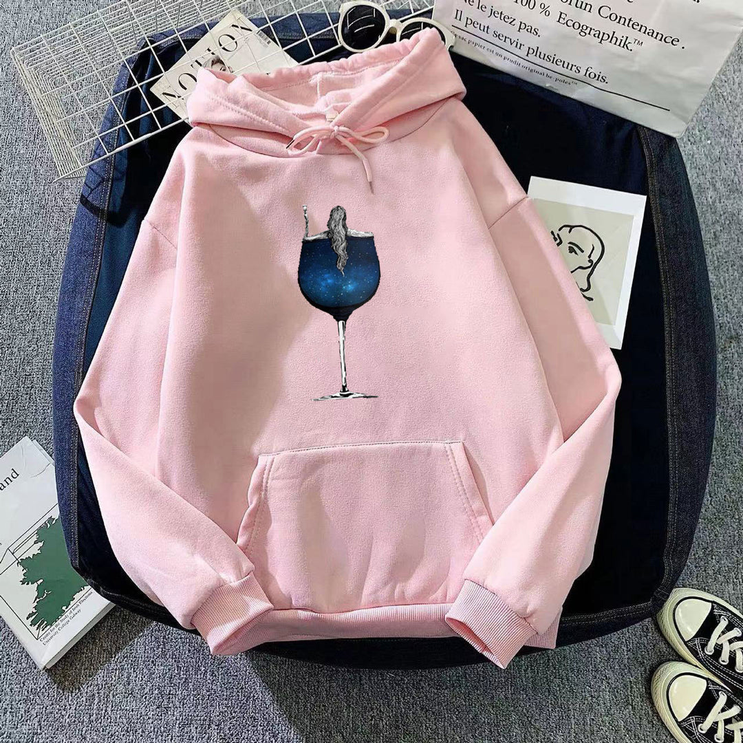 Women's hoodie with creative cocktail design Chic & Stil