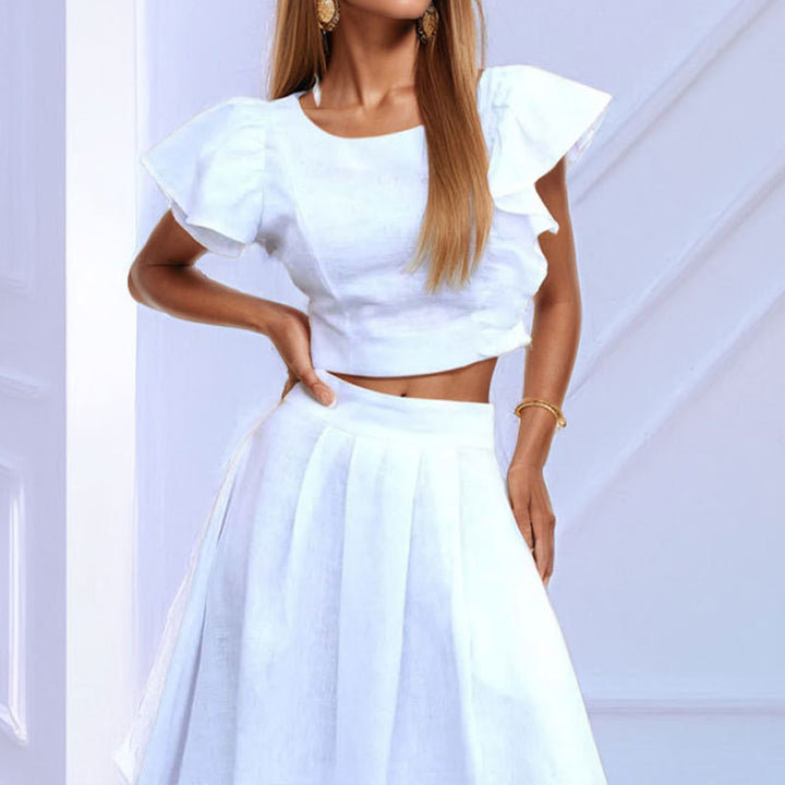 Ensemble Élégant Sage pour Femmes avec Ourlets Volants Chic & Stil