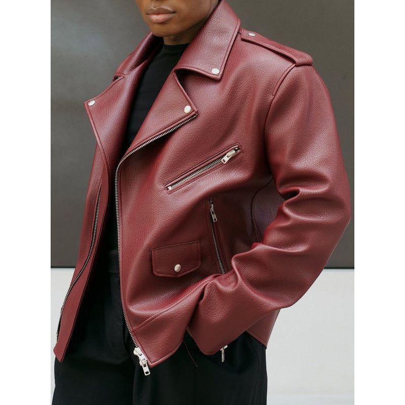Women's leather motorcycle jacket with asymmetrical zipper Lune London