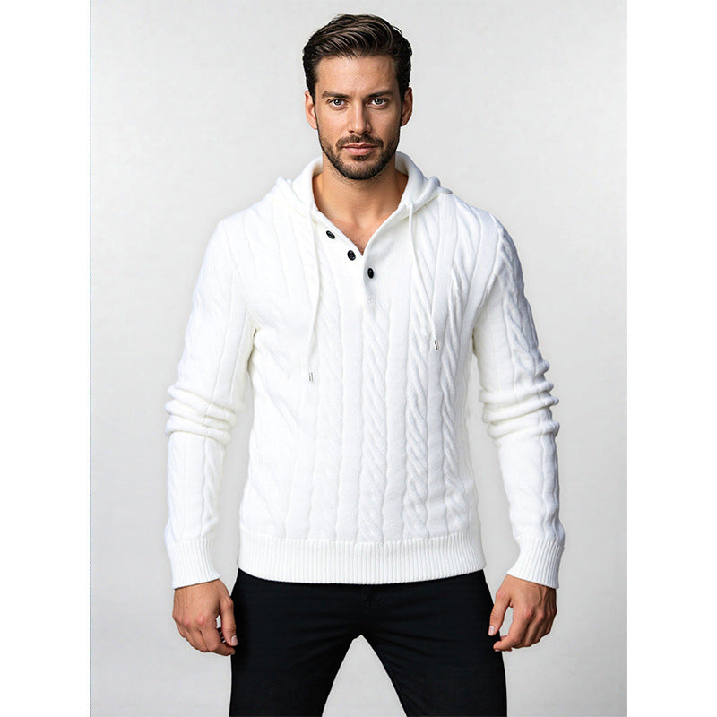 Chunky knit hoodie for men with modern embossed pattern Lune London