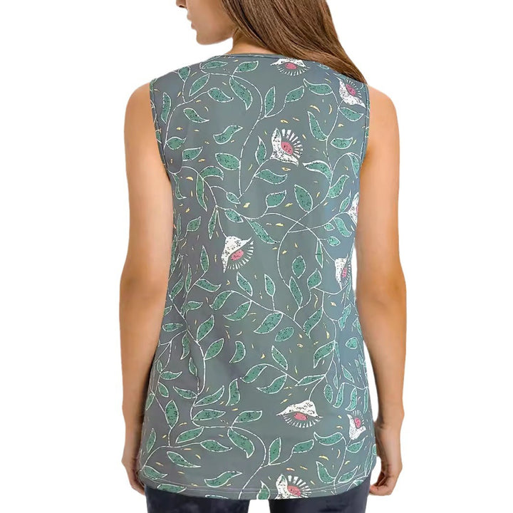 Sleeveless women's shirt with floral print and breathable material Lune London