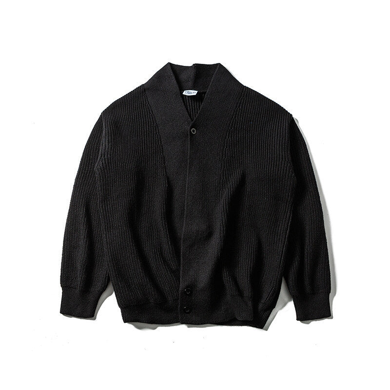 Unisex Oversized Knit Cardigan with Shawl Collar, Structure Mix and Button Placket Amarae