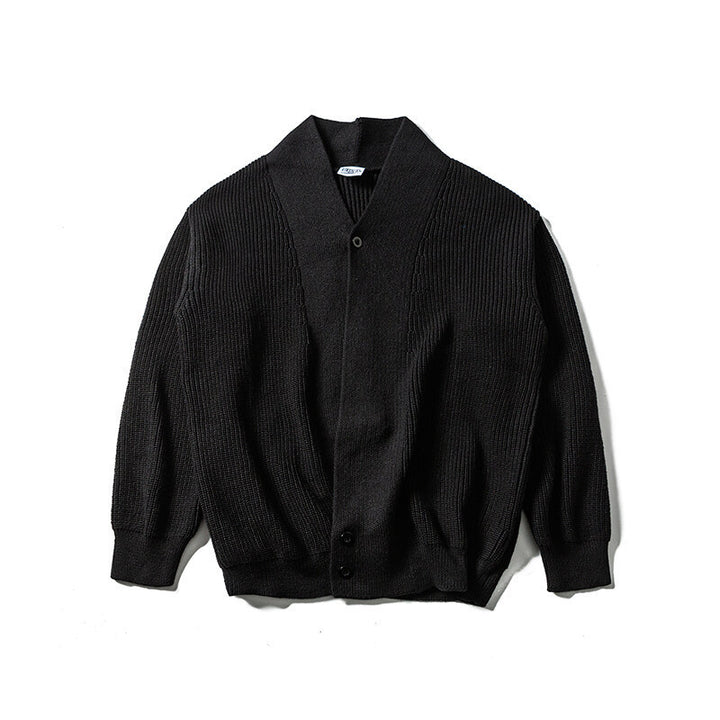Unisex Oversized Knit Cardigan with Shawl Collar, Structure Mix and Button Placket Amarae