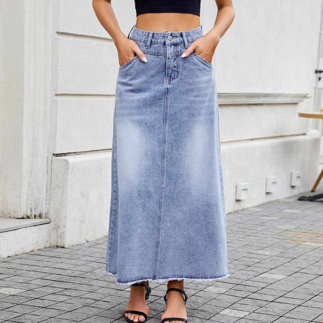 High-quality denim maxi skirts for women Lune London