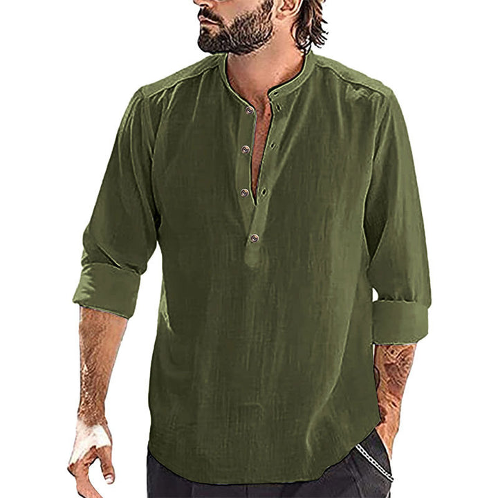 Casual long sleeve shirt for men with button placket and high collar Lune London
