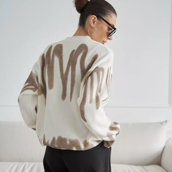 Pull tricoté tendance pour femmes avec motif à la mode Chic & Stil