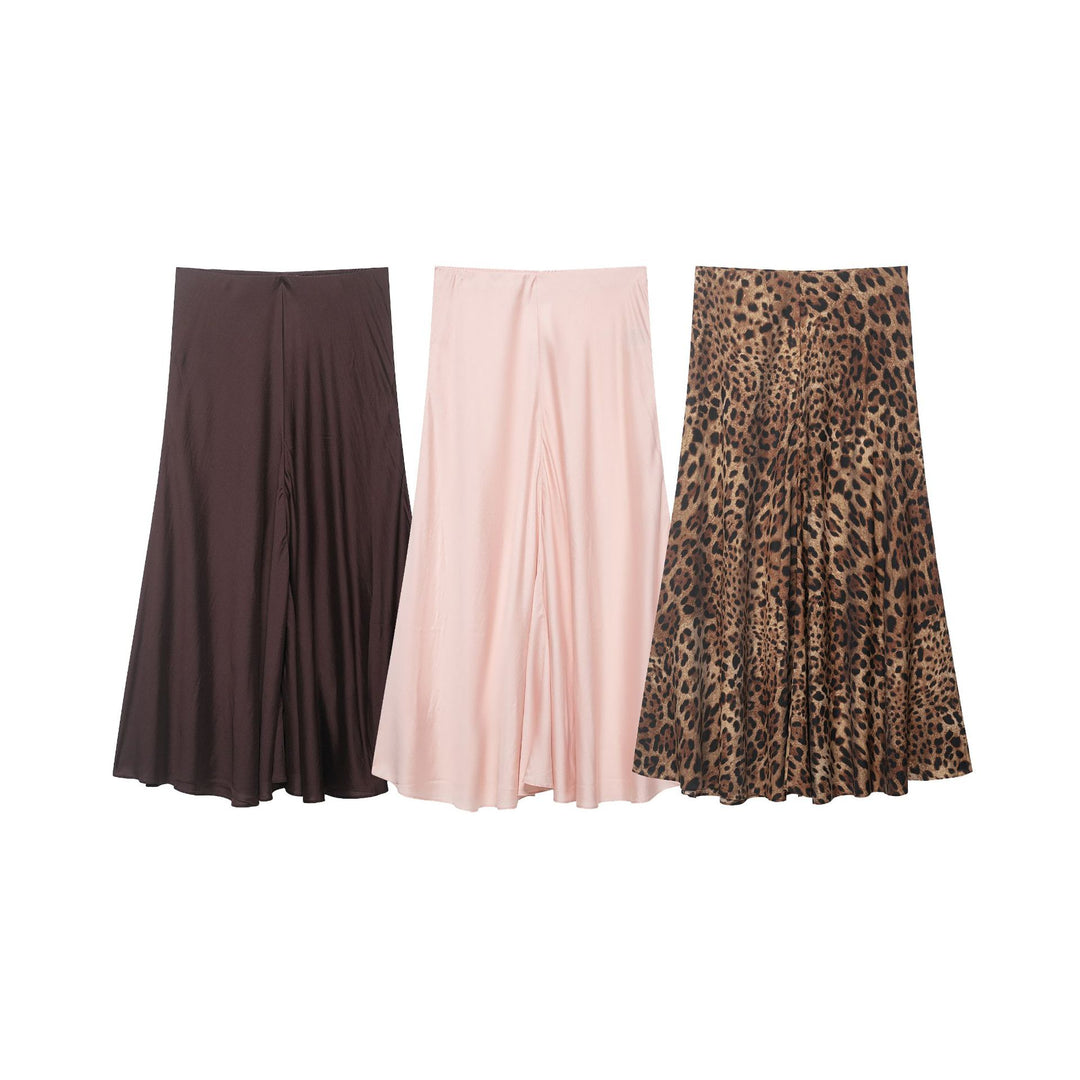 Women's satin midi skirt with high comfort waistband and flared A-line silhouette Amarae