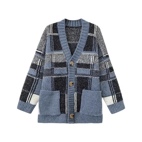 Ladies Oversized Pullover with Checkered Pattern Amarae