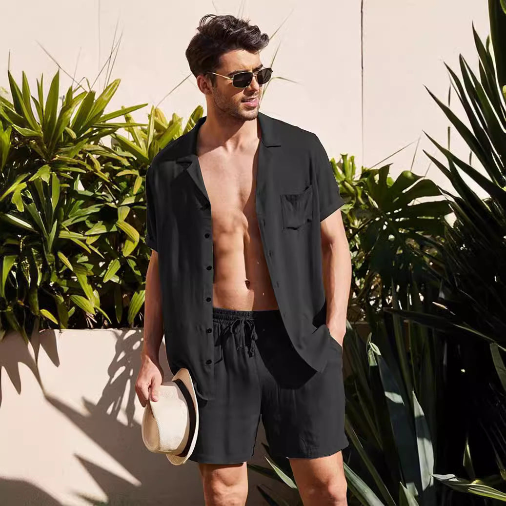 Men Casual Short Sleeve Shirt and Chic Shorts