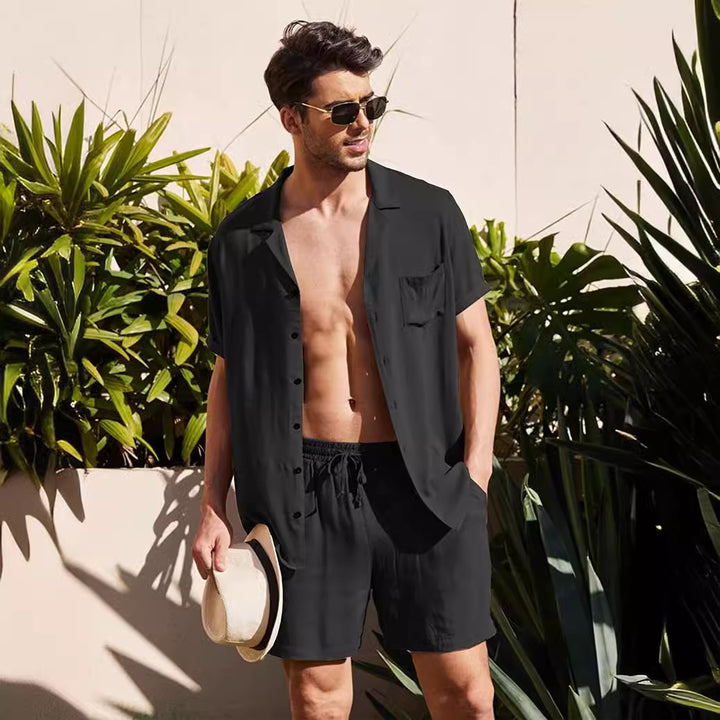 Men Casual Short Sleeve Shirt and Chic Shorts