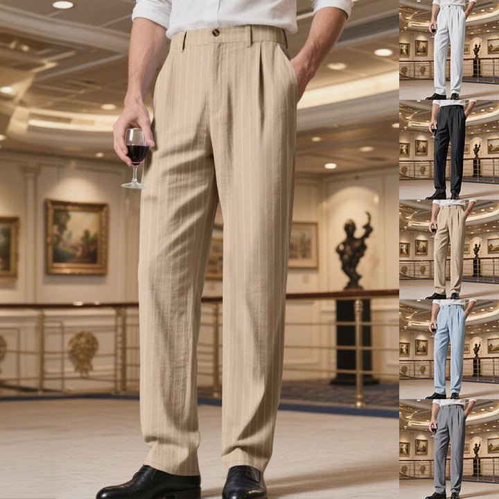 Men's Elegant Suit Trousers with Fine Pinstripe and Comfortable Fit Lune London