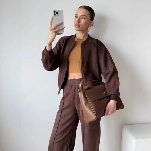 Women's sports set with short jacket and stylish pants Amarae