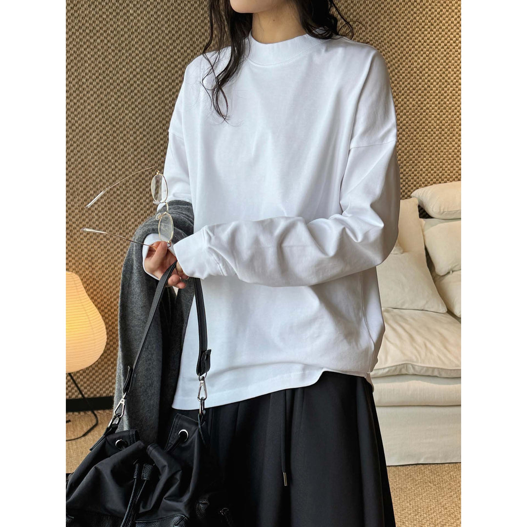Women's Oversized Long Sleeve with Stand Collar and Dropped Shoulder Amarae