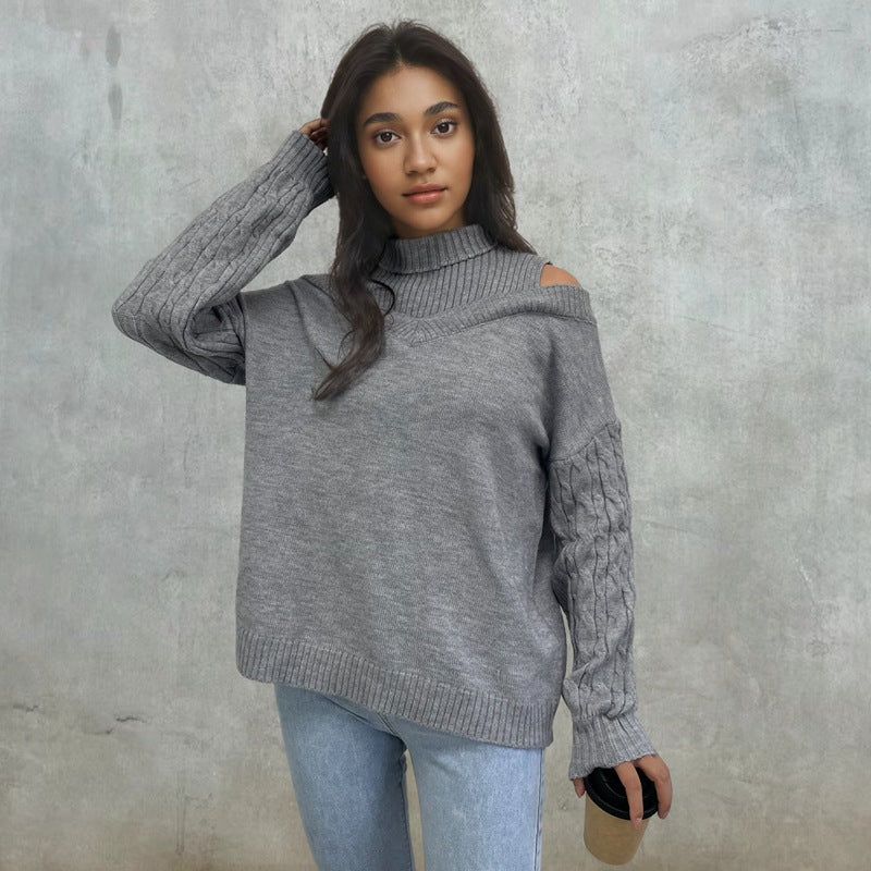 Lune London off-the-shoulder sweater for women with twisted pattern