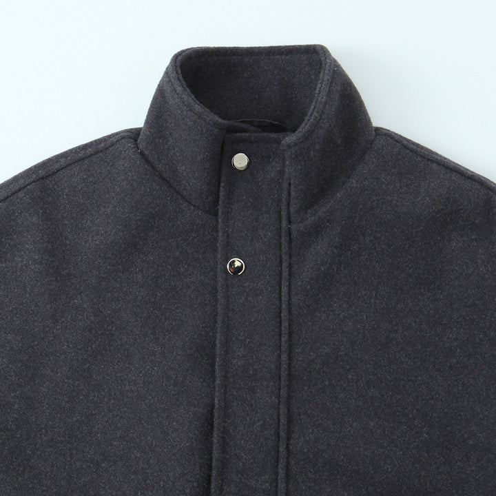 Women's short bomber-style jacket with stand-up collar, snap button placket, and elastic hem Amarae