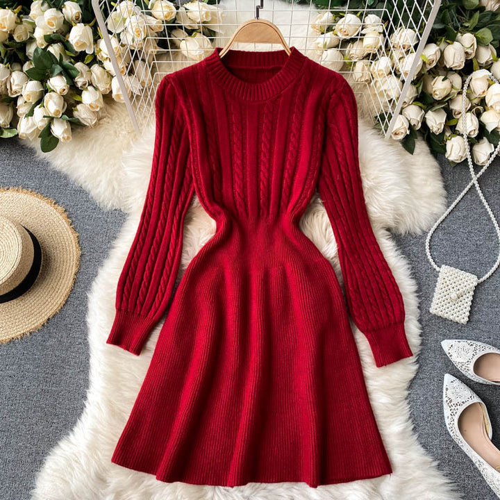 Robe tricotée pour femmes avec structure en câble et ourlet évasé Chic & Stil