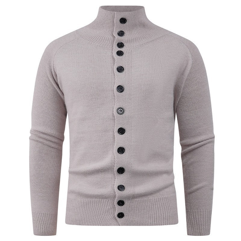 Men's knitted jacket with modern stand-up collar and button closure Lune London