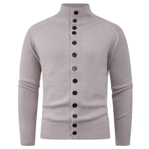 Men's knitted jacket with modern stand-up collar and button closure Amarae