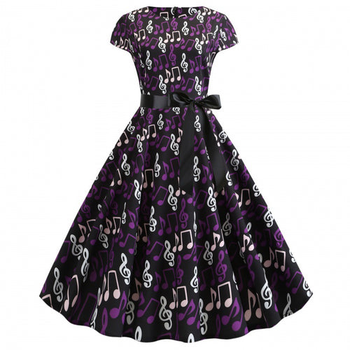 Robe swing pour femmes avec motif artistique et ceinture élégante Chic & Stil