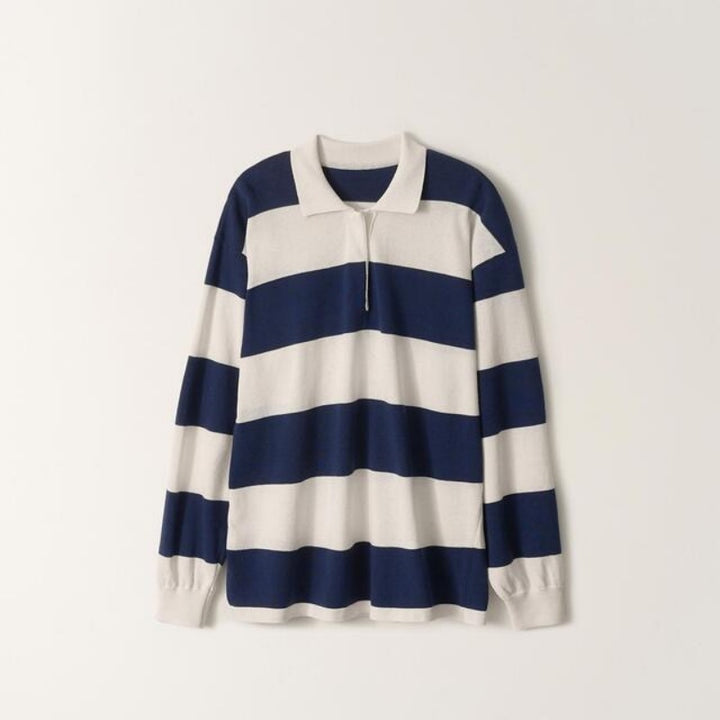 Polo décontracté pour femmes avec design rayé et manches longues Chic & Stil