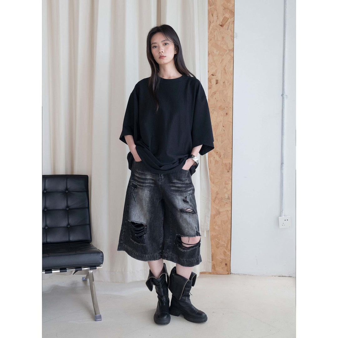 Women Oversized Boxy T-Shirt with Extended Sleeves and Heavy Cotton Quality Amarae
