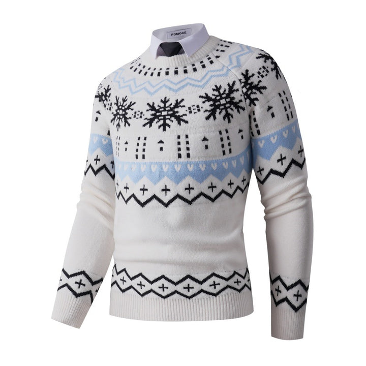 Fashionable knitted sweater for men with creative snow pattern Lune London