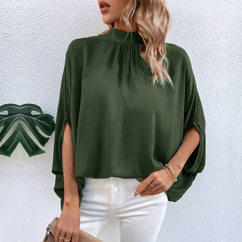 Women's tank top elegant high collar with side slit Lune London