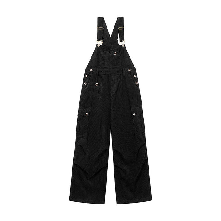 Women's Casual Corduroy Overalls with Wide Leg, Cargo Pockets and Adjustable Straps Amarae