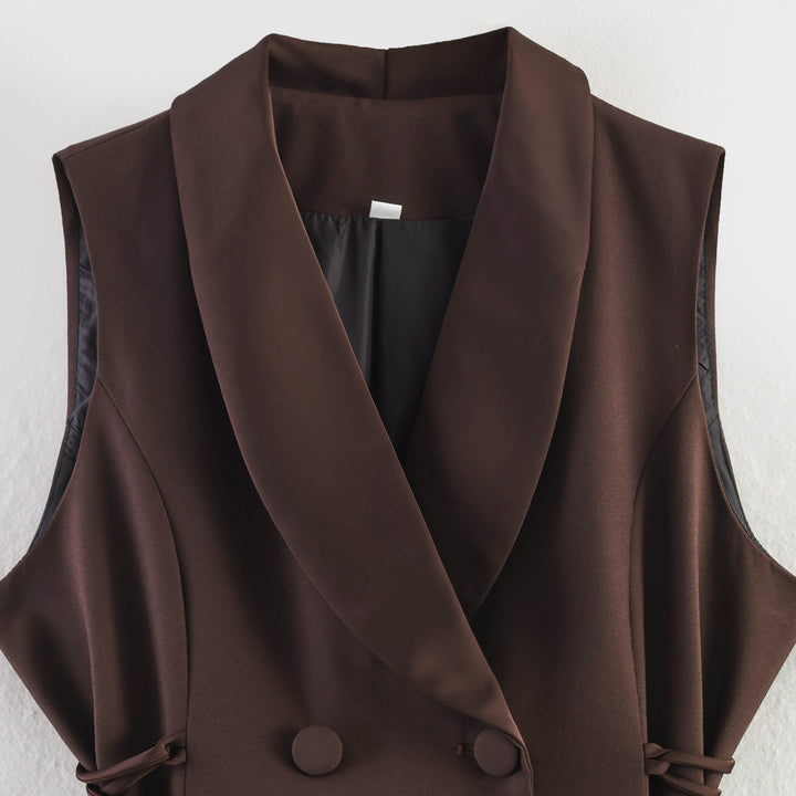 Women's sleeveless double-breasted blazer vest with waist lacing Amarae