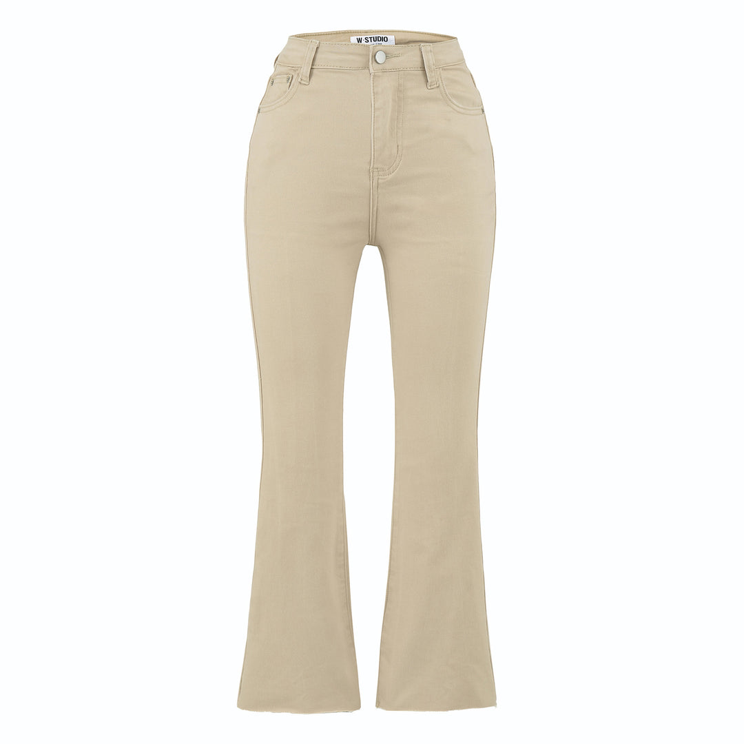 Women's Highwaist Flared Trousers made of Stretch Denim with five pockets and raw hem Amarae