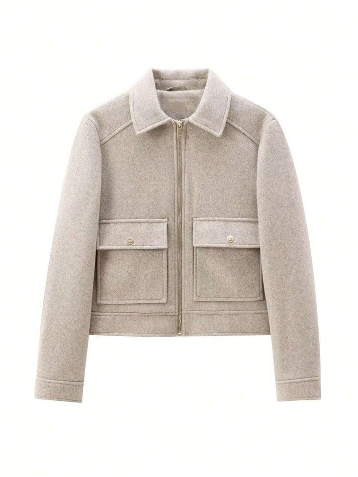 Elegant wool jacket for women with practical flap pockets and high-quality zipper Lune London