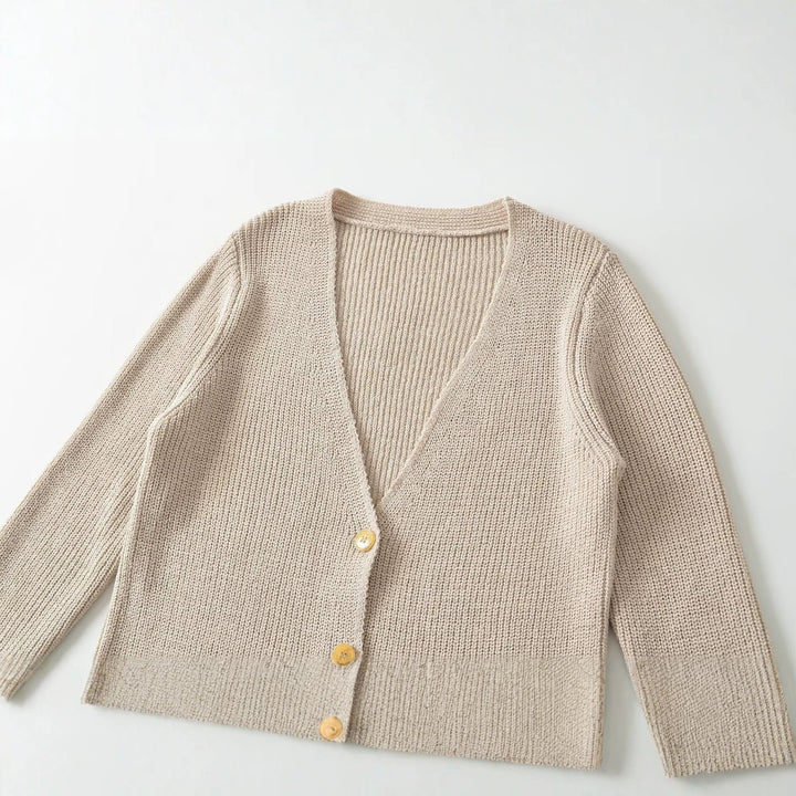 Women's Longline Knit Cardigan with V-Neck and Continuous Button Placket Amarae