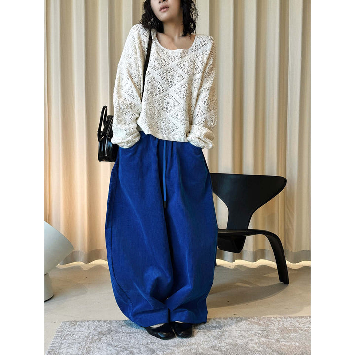 Women Casual Ajour Knit Sweater with Wide Boat Neck Amarae