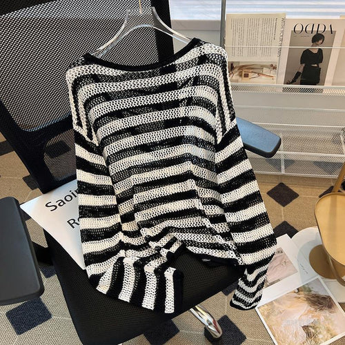 Pull en mesh pour femme avec découpe ouverte et décolleté en V profond Chic & Stil